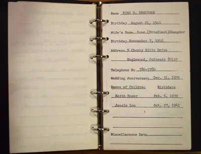 Shwayder Family Address Book - King D. Shwayder
