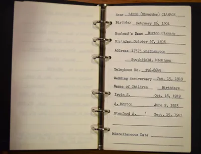 Shwayder Family Address Book - Liebe (Shwayder) Clamage