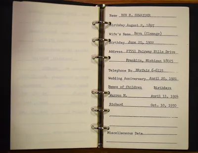 Shwayder Family Address Book - Ben H. Shwayder