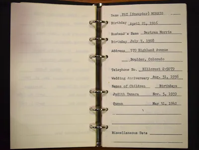 Shwayder Family Address Book - Fay (Shwayder) Morris