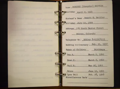 Shwayder Family Address Book - Dorothy (Shwayder) Heitler