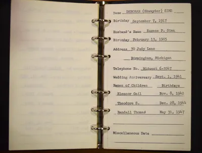 Shwayder Family Address Book - Deborah (Shwayder) Sims