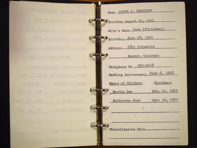 Shwayder Family Address Book - Aaron J. Shwayder