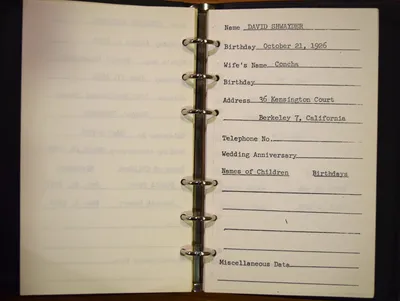 Shwayder Family Address Book - David Shwayder
