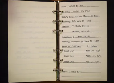 Shwayder Family Address Book - Darwin M. Bem