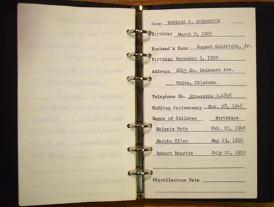Shwayder Family Address Book - Barbara S. Goldstein