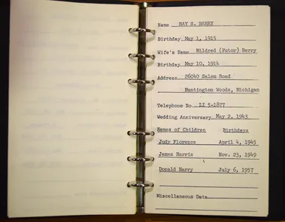 Shwayder Family Address Book - Ray S. Berry