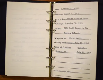 Shwayder Family Address Book - Lawrence H. Berry