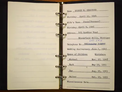 Shwayder Family Address Book - Warren M. Shwayder