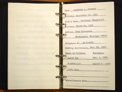 Shwayder Family Address Book - Stanford A. Clamage