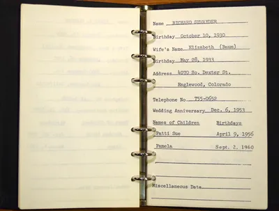 Shwayder Family Address Book - Richard Shwayder