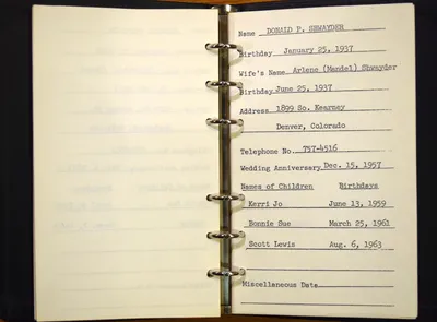 Shwayder Family Address Book - Donald P. Shwayder
