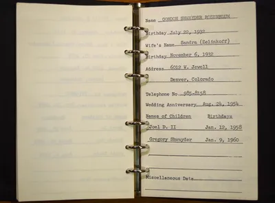 Shwayder Family Address Book - Gordon Shwayder Rosenblum