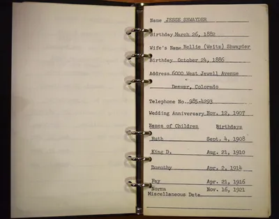 Shwayder Family Address Book - Jesse Shwayder