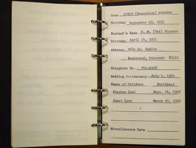 Shwayder Family Address Book - Joyce (Rosenblum) Strauss