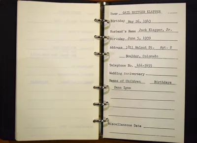Shwayder Family Address Book - Gail Heitler Klapper