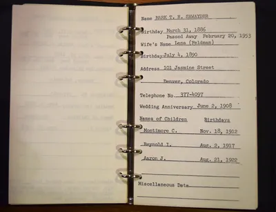Shwayder Family Address Book - Mark T. H. Shwayder
