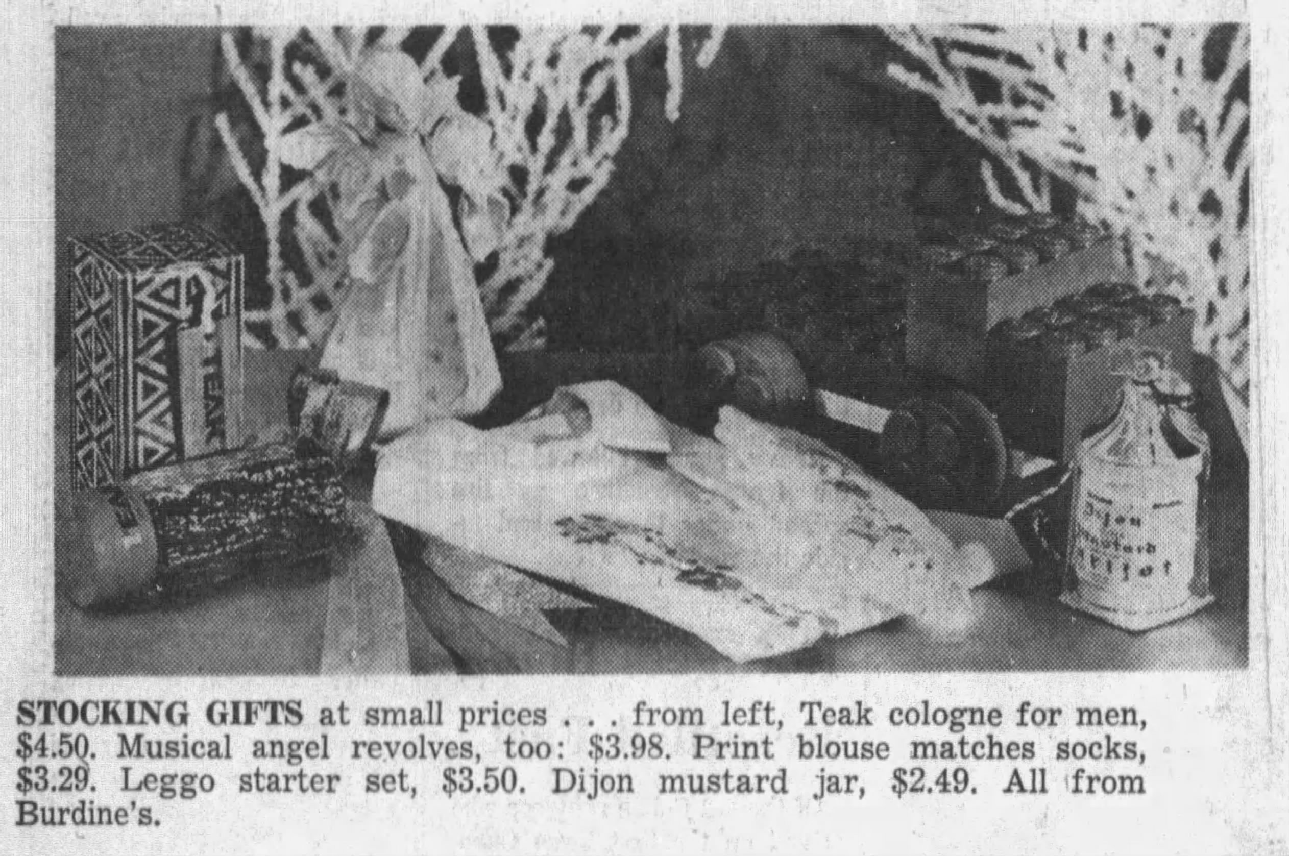 newspaper clipping with a 042 set out of box in a store display