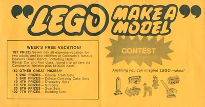LEGO Samsonite 1969 Make-a-Model Contest Entry Blank