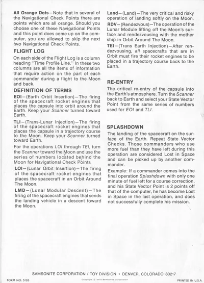 Samsonite Mission Space Game Instructions