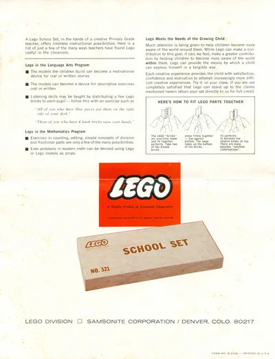  321 School Set Instructions