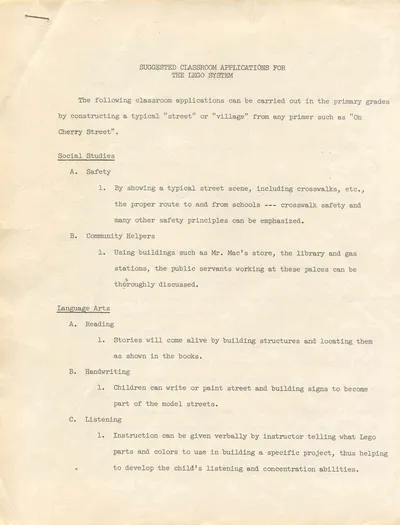 7100 Large Educational Set Pamphlet (Addendum)