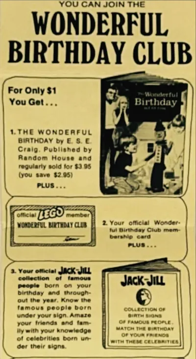 Wonderful Birthday Club Member Ad (1969) - 2
