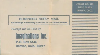 Imaginations Inc Order Envelope (Front, 1967)