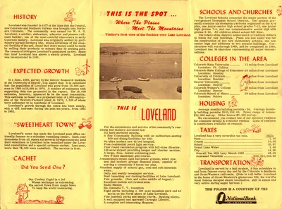 1963 Loveland Tourist Map/Information (Reverse)