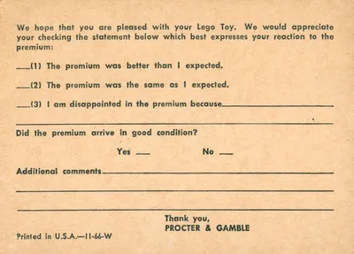 Procter and Gamble Promotional Card