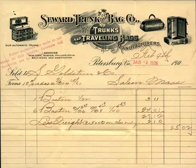 1906 Seward Trunk & Bag Co. Invoice