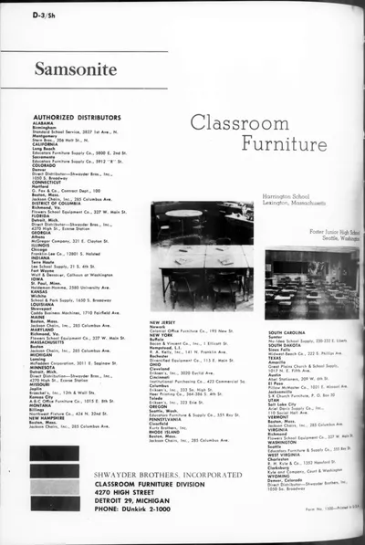 1958 Samsonite Classroom Furniture Catalog