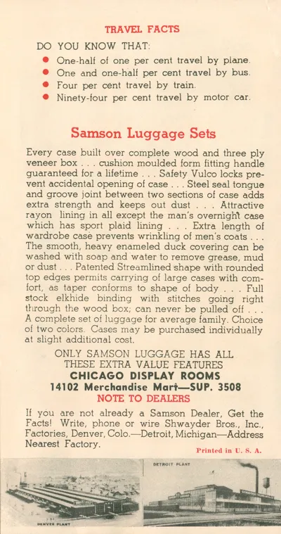 Samson Auto Luggage Dealer Pamphlet 1940