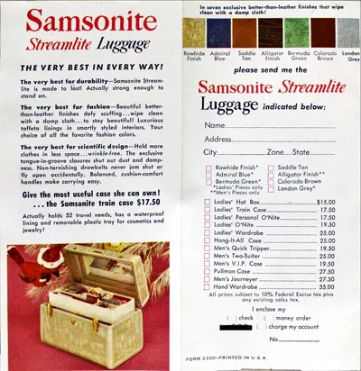 Samsonite Streamlite Christmas Brochure (Gimbels)