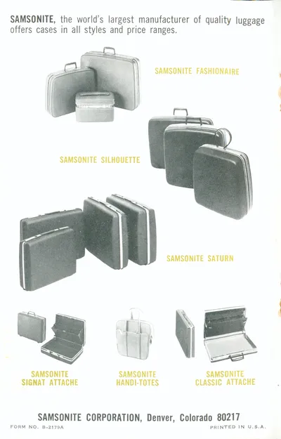 "A Talent For Travel" Samsonite Luggage Brochure