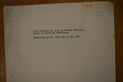 Oral History as told by Hannah Shwayder Berry