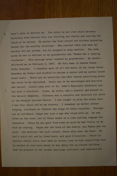 Oral History as told by Hannah Shwayder Berry